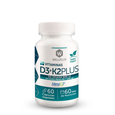Vitamina D3 + K2, 60 cápsulas marca Wellplus