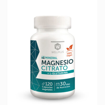 Magnesio Citrato L - glutamina 120 cápsulas marca Wellplus